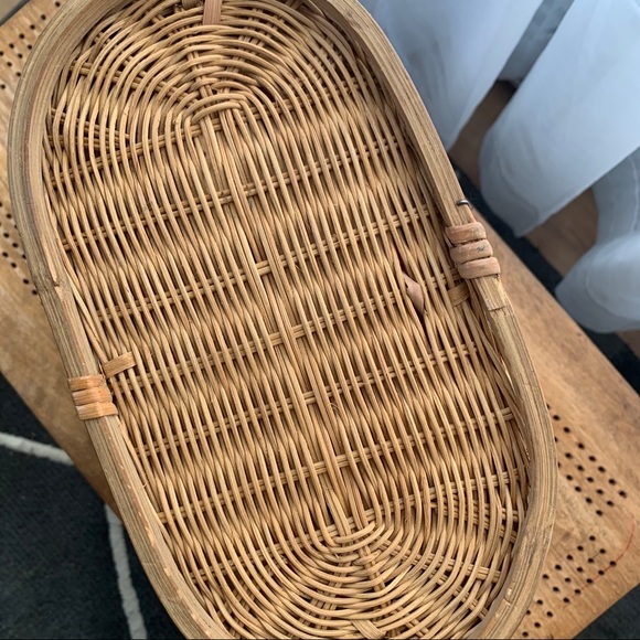 Sold🎈Vintage Wicker Basket Purse Leather Trim - Picture 7 of 10